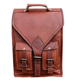 【中古】【輸入品・未使用】33cm Genuine Leather Vintage Laptop Backpack Shoulder Messenger Bag Briefcase