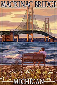 【中古】【輸入品・未使用】Mackinac Bridge and Sunset, Michigan (24x36 Giclee Gallery Print, Wall Decor Travel Poster) by Lantern Press
