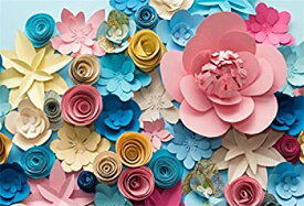 【中古】【輸入品・未使用】csfoto 7?x 5ft背景の誕生日装飾紙花青ピンク黄色Blossom Closeup美しい抽象花柄写真バックドロップLove Weddingフォトスタジオ小道具ポリエス