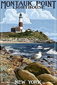 【中古】【輸入品・未使用】Montauk Point Lighthouse - New York (24x36 Giclee Gallery Print, Wall Decor Travel Poster) by Lantern Press