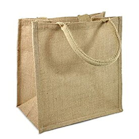 【中古】【輸入品・未使用】(12パック) ジュート/黄麻布トートバッグ ソフトコットンハンドル ラミネート加工内部 (ミディアム、ナチュラル)