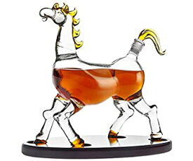 【中古】【輸入品・未使用】Animal Whiskey Decanter Horse On Wooden Display Tray - For Liquor Scotch Vodka or Wine - 500ml