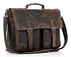 【中古】【輸入品・未使用】KomalC Leather Briefcase 15 Inch Retro Buffalo Hunter Leather Laptop Messenger Bag Office Briefcase College Bag Fits Upto 15.6 Inch Lap