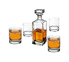 【中古】【輸入品・未使用】(One Size, None) - Godinger Glass 5-Piece Social Whiskey Decanter and Double Old Fashioned Set