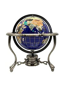【中古】【輸入品・未使用】[ユニークアート]Unique Art Since 1996 Unique Art 10Inch Tall Table Top Blue Lapis Ocean Gemstone World Globe with [並行輸入品]