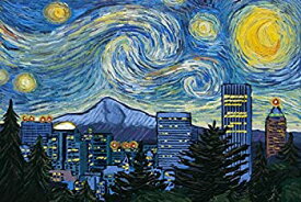 【中古】【輸入品・未使用】ポートランド、オレゴン州???スカイライン???Van Gogh Starry Night 24 x 36 Giclee Print LANT-77044-24x36
