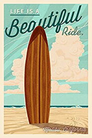 【中古】【輸入品・未使用】マリブ、カリフォルニア???Life Is A Beautiful Ride???Surfboard???活版 24 x 36 Giclee Print LANT-68546-24x36