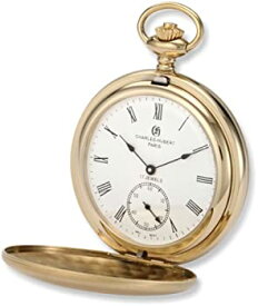 【中古】【輸入品・未使用】Charles-Hubert Paris 3908-GR Brushed Finish Gold-Plated Stainless Steel Double Cover Mechanical Pocket Watch