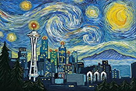【中古】【輸入品・未使用】シアトル、ワシントン???スカイライン???Van Gogh Starry Night 36 x 54 Giclee Print LANT-76121-36x54
