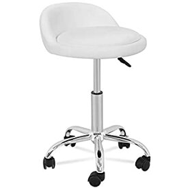 【中古】【輸入品・未使用】Adjustable Hydraulic Rolling Swivel Salon Stool Chair Tattoo Massage Facial Spa Stool Chair with Back Rest (PU Leather Cushion) (1PCS)