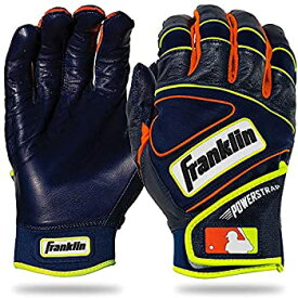 【中古】【輸入品・未使用】(Youth Large, Navy/Orange/Yellow) - Franklin Sports MLB Powerstrap Batting Gloves