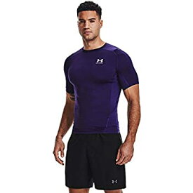 【中古】【輸入品・未使用】Under Armour Men's Armour HeatGear Compression Short-Sleeve T-Shirt , Purple (500)/White , Large