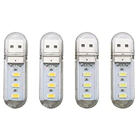 【中古】【輸入品・未使用】Ruiwaer USB LED ナイトライト 4個 廊下ライト USB LED ライト パワーバンク PC ノートパソコン ノートブック キャンプ用ライト (2 x ホワイト +