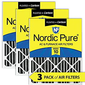 【中古】【輸入品・未使用】Nordic Pure 18?x 25?x 2pm10?C-3プリーツMERV 10?PlusカーボンAC炉フィルタ3パック、18?x 25?x 2?"