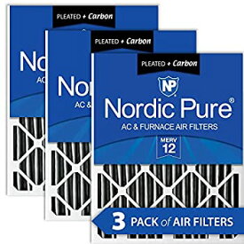 【中古】【輸入品・未使用】Nordic Pure 16?x 24?x 2pm12?C-3プリーツMERV 12?PlusカーボンAC炉フィルタ3パック、16?x 24?x 2?"