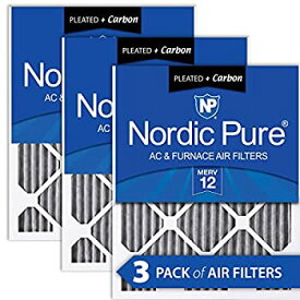 【中古】【輸入品・未使用】Nordic Pure 18?x 24?x 1pm12?C-3プリーツMERV 12?PlusカーボンAC炉フィルタ3パック、18?x 24?x 1?"