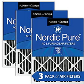 【中古】【輸入品・未使用】Nordic Pure 20?x 20?x 2pm12?C-3プリーツMERV 12?PlusカーボンAC炉フィルタ3パック、20?x 20?x 2?"