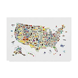 【中古】【輸入品・未使用】Trademark Fine Art アメリカの動物地図 子供用 マイケル・トンプセット 22x32