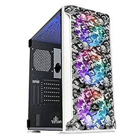 【中古】【輸入品・未使用】YEYIAN ゲーミングPCケース 中空2500 ATX Micro-ATX E-ATX RGBファン3個 MESHエアフロー USB3.0ポート3個 オーディオ出力入力 ミッドタワー(ホワ