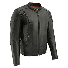 【中古】【輸入品・未使用】Milwaukee Leather ML1010 メンズ サイドレース ベント付き ブラック レザースクータージャケット - 4XL