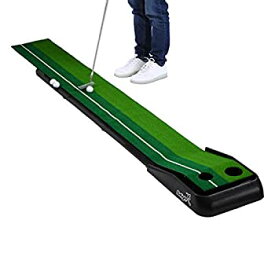 【中古】【輸入品・未使用】(Green) - RamiVox Golf Putting Green Mat Indoor Outdoor Use With Auto Ball Return For Home Use - Extra Long 3.2m with 2 Holes, 3 Practi