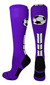 【中古】【輸入品・未使用】(Small, Purple/Black/White) - MadSportsStuff Soccer Ball Logo Over the Calf Socks (In Multiple Colours)