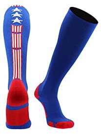 【中古】【輸入品・未使用】(Medium, Royal/Red/White) - MadSportsStuff Patriot USA Flag Stars and Stripes Over The Calf Socks