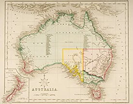 【中古】【輸入品・未使用】オーストラリアとニュージーランドのポストレッジ 地図、描かれた彫刻されたポスタープリント、J. Archer Pentonville London C.1830、(8 x 10)