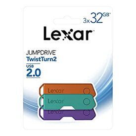 【中古】【輸入品・未使用】Lexar JumpDrive TwistTurn2 USB 2.0フラッシュドライブ 32GB ブラック 3個のフラッシュドライブ LJDTT2-32GABNA3