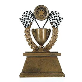 【中古】【輸入品・未使用】Decade Awards Racing チェッカーフラッグ リーストロフィー カップ賞 モトクロストロフィー 高さ7インチ リクエストに応じて刻印プレート
