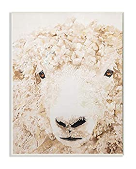 Stupell Industries 羊のポートレート 農場の動物デザイン キャンバスウォールアート 10x15 aap-435_wd_10x15