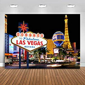 【中古】【輸入品・未使用】mehofoto Welcome to Las Vegas Backdrop 7?x 5ftビニールカジノCity Night景色背景写真ブースの撮影テーマパーティー装飾背景