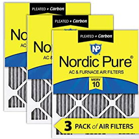 【中古】【輸入品・未使用】Nordic Pure 14?x 14?x 1pm10?C-3プリーツMERV 10?PlusカーボンAC炉フィルタ3パック、14?x 14?x 1?"