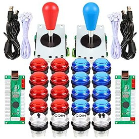【中古】【輸入品・未使用】EG STARTS 2 Player Arcade Games DIY Kit Parts 2 Ellipse Oval Joystick Handles + 20 LED lit Arcade Buttons (Red & Blue Kit)