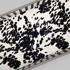 【中古】【輸入品・未使用】n Baby Fitted Crib Sheet White Cow Skin Western Animal Print for Baby Boys & Girls, Black, Standard