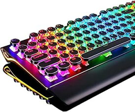 【中古】【輸入品・未使用】RK ROYAL KLUDGE S108 タイプライタースタイル メカニカルゲーミングキーボード 真のRGBバックライト付き折りたたみ式リストレスト 108キー (レ
