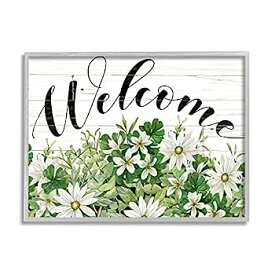 【中古】【輸入品・未使用】Stupell Industries Welcome Rustic Planked Sign White Flower Blossoms, Design by Cindy Jacobs