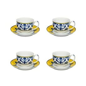 【中古】【輸入品・未使用】Vista Alegre Castelo Branco コーヒーカップとソーサー (4個セット) 磁器ティーカップセット