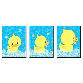 【中古】【輸入品・未使用】Big Dot of Happiness Ducky Duck ラバーダッキー保育園ウォールアート 子供部屋の装飾 クリスマスギフトアイデア 7.5 x 10インチ 3枚セット