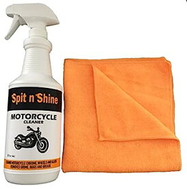 【中古】【輸入品・未使用】Spit n Shine オートバイクリーナー マイクロファイバータオル付き クロム、ホイール、ガラスを掃除 汚れ 虫 グリースを除去