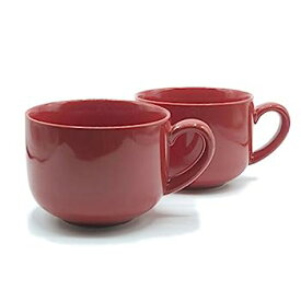 【中古】【輸入品・未使用】710ml Extra Large Latte Coffee Mug Cup or Soup Bowl with Handle - Red (Set of 2)