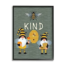 【中古】【輸入品・未使用】Stupell Industries Clever Be Kind Garden Gnomes Bumble Bees Buzzing Linda Birtel デザイン