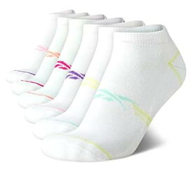 【中古】【輸入品・未使用】Reebok Girls' Cushioned Comfort Athletic Performance No-Show Ankle Low Cut Socks (6 Pack), Size L/Shoe Size: 4-10, White Asst