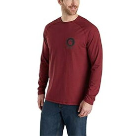 【中古】【輸入品・未使用】Carhartt Men's Force Cotton Delmont Long Sleeve Graphic T Shirt, red/Brown Heather, Large