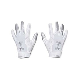 【中古】【輸入品・未使用】Under Armour Boys' F8 Football Gloves , White (100)/Metallic Silver , Youth Medium