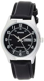 【中古】【輸入品・未使用】Casio MTP-V006L-1B2 Men's Black Leather Band Black Numbers Dial Day Date Analog Dress Watch