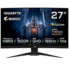 【中古】GIGABYTE AORUS Gaming Monitor 27インチ 2560x14400(QHD) VAパネル HBR3 リフレッシュレート165Hz 湾曲モニター CV27Q