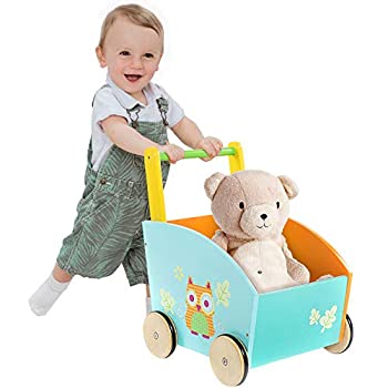 Labebe 子供ウォーカー プッシュ&プル手押し車おもちゃ ワゴントイ カタカタ 歩行器 - グリーンヘッジホッグのサムネイル