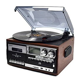 【中古】WINTECH　マルチオーディオプレーヤー　ブラウン　　レコード・カセット・AM・FM・CD・SD・USB・AUX KRP-308MS