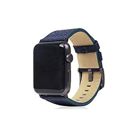 【中古】(未使用・未開封品)SLG Design Apple Watch 42mm 44mm用 バンド キャンバス地 本革 Wax Canvas ネイビー アップルウォッチ ベルト series1 series2 series3 series4